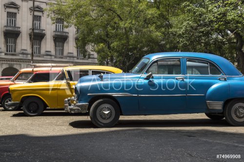 Classic american cars in Havana, Cuba - 901145075