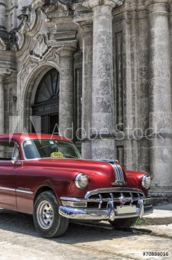 Classic american red car in Old Havana, Cuba