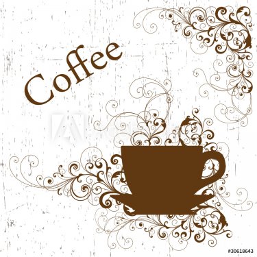 Coffee floral background - 900564378