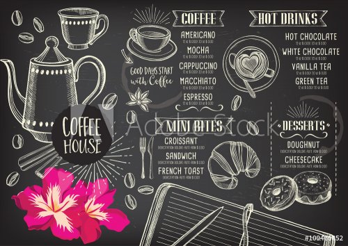 Coffee restaurant cafe menu, template design. - 901148474