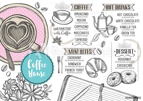 Coffee restaurant cafe menu, template design. - 901148483