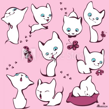 collection of white kittens. vector - 900949375