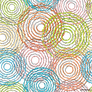 Colored tree rings. Drawing circle. Seamless pattern