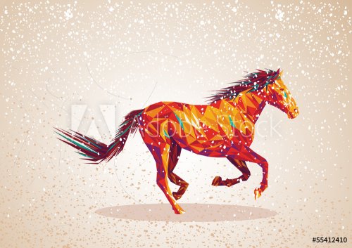 Colorful abstract triangle art horse background