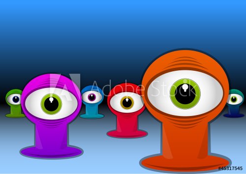 Colorful One-eyed Creatures, illustration - 900739770