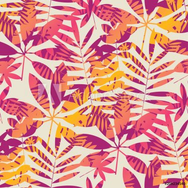 Cool vivid bright color tropical leaves seamless pattern - 901151037