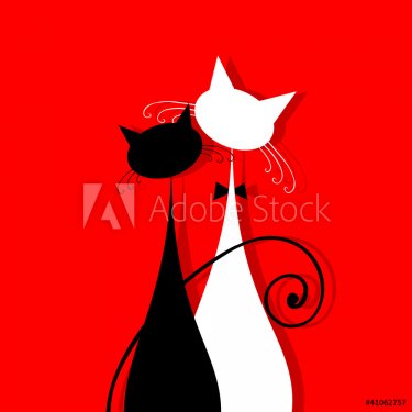 Couple cats together, silhouette for your design - 900459103