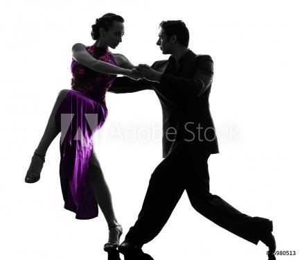 couple man woman ballroom dancers tangoing  silhouette - 901141921