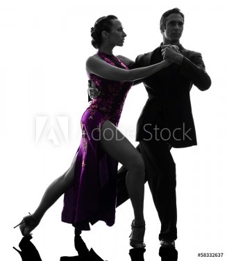 couple man woman ballroom dancers tangoing  silhouette - 901141922