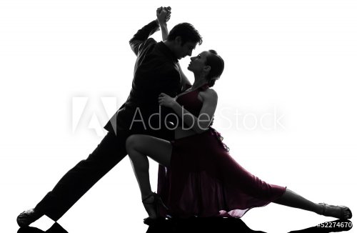 couple man woman ballroom dancers tangoing  silhouette - 901141924