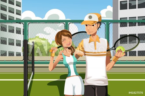 Couple playing tennis - 900461326