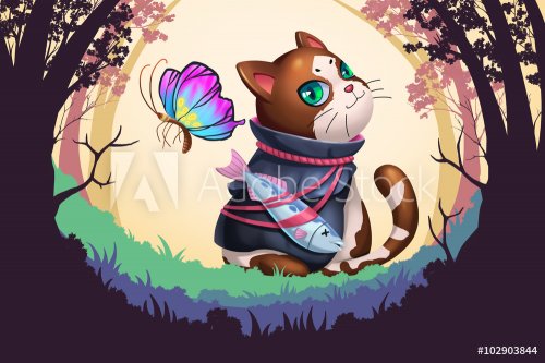 Creative Illustration and Innovative Art: Cat Hero Start Adventure! Realistic... - 901148067