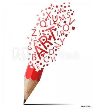 creative pencil with red art isolate on white - 900453054