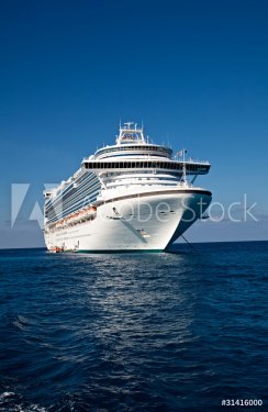 Cruise Ship Anchored in Caribbean Sea - 900365531
