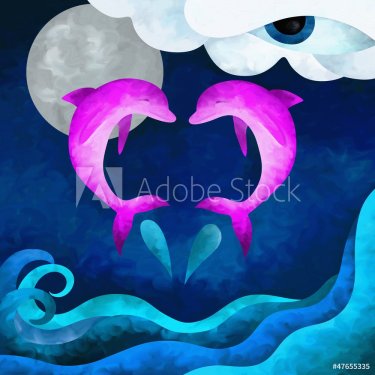 cuore con delfini rosa - 901137632