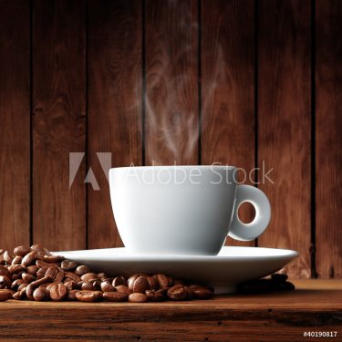 Cup of coffee with coffee beans - 900634826
