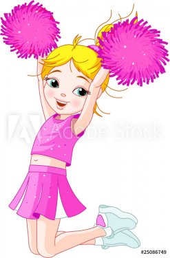 Cute cheerleading girl jumping in air - 901139781