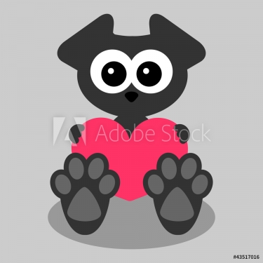 Cute dog holding a heart card - 900590698