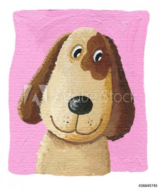 Cute dog on the pink background - 900458613