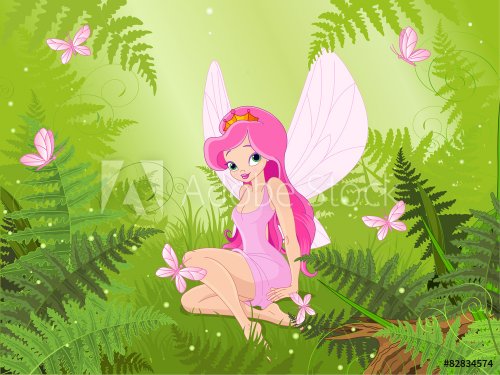 Cute fairy into magic forest - 901145418