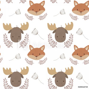 Cute forest animals seamless pattern - 901151762