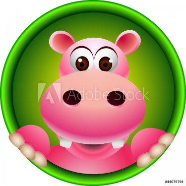 cute hippo head cartoon - 900660295