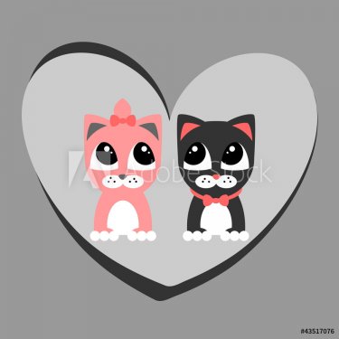 Cute kittens in love romantic card - 900590696