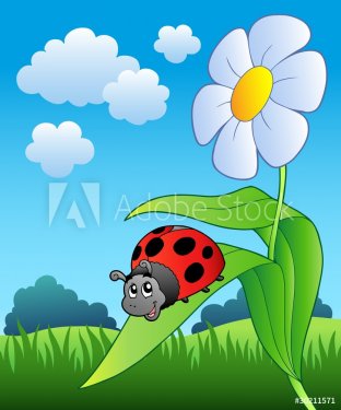 Cute ladybug with flower