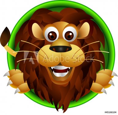 cute lion head cartoon