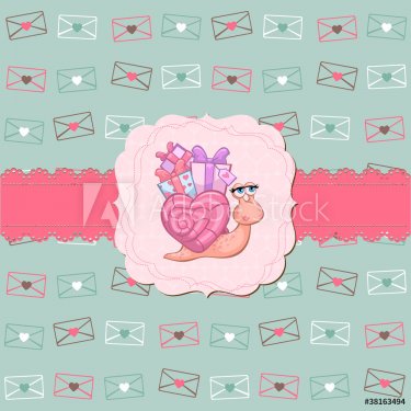 Cute Love Card - for Valentine's day, scrapbooking  in vector - 900600984