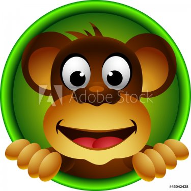 cute monkey head cartoon - 900795583