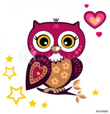 Cute owl on a white background - 901154391