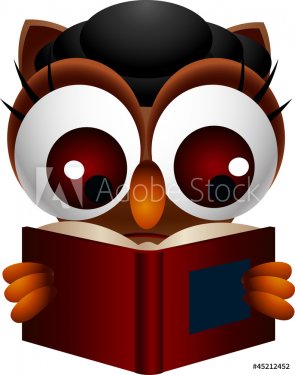 cute owl reading book - 900949535