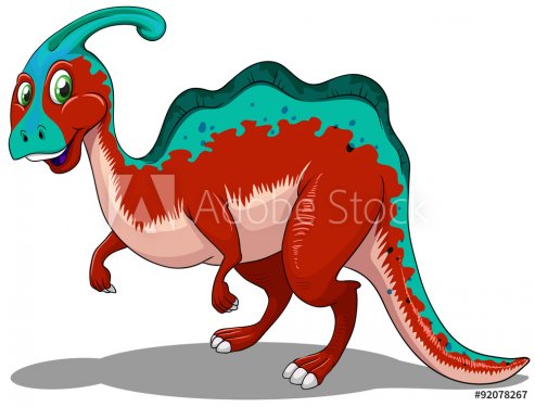 Cute red and blue dinosaur on white