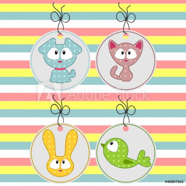 Cute tags with baby animals - 900596523