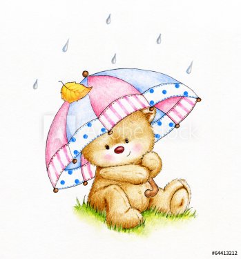 Cute Teddy bear with umbrella - 901148245
