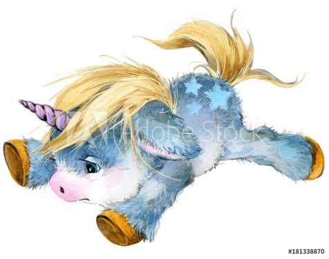 cute unicorn watercolor illustration - 901153828