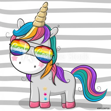 Cute unicorn with sun glasses - 901154648