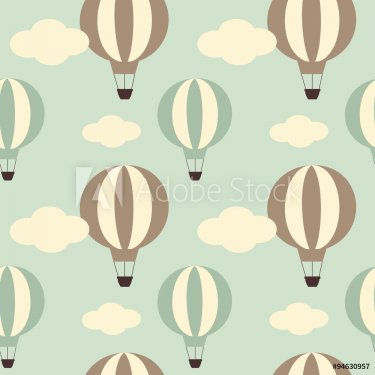 cute vintage hot air balloon seamless vector pattern background illustration - 901149806