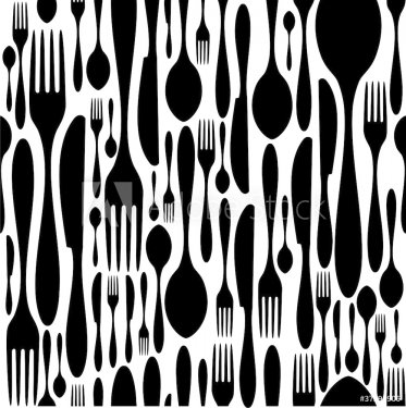 Cutlery pattern in black and white