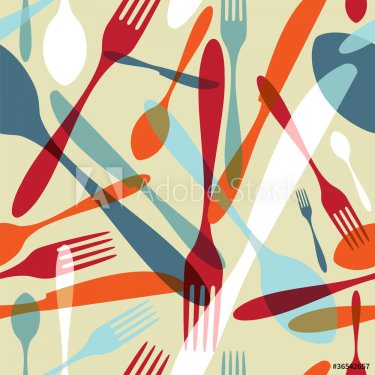 Cutlery transparent silhouette pattern background - 900461706