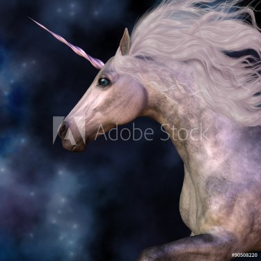 Dapple Grey Unicorn - Cosmic stars surround the beauty of a dapple grey unico... - 901151521