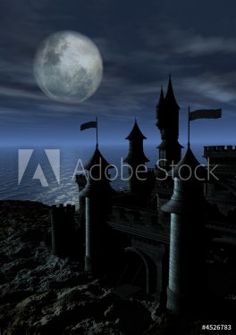 Dark Castle in Moonlight - 3D render
