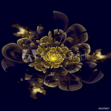 Dark yellow fractal flower, digital artwork