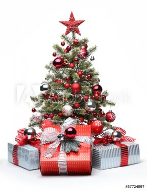 Decorated Christmas tree and gifts - 901148159