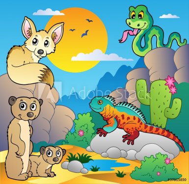 Desert scene with various animals 4