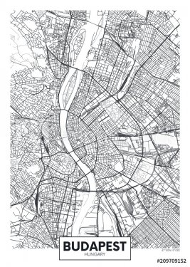 Detailed vector poster city map Budapest - 901152155
