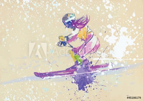 down hill skier - hand drawing - 901139656