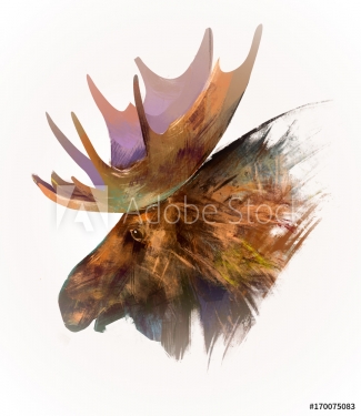 drawn isolated animal head moose - 901153528