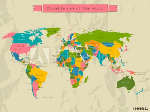 Editable world map with all Countries. - 901140830